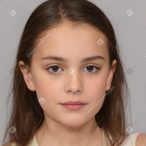 Neutral white child female with medium  brown hair and brown eyes