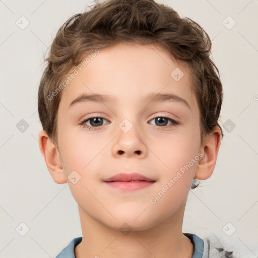 Neutral white child male with short  brown hair and brown eyes