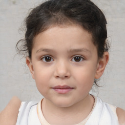 Neutral white child female with short  brown hair and brown eyes