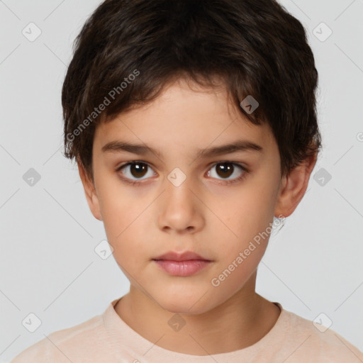 Neutral white child male with short  brown hair and brown eyes