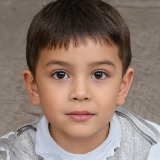 Neutral white child male with short  brown hair and brown eyes