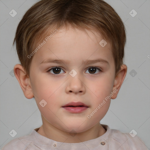 Neutral white child male with short  brown hair and brown eyes