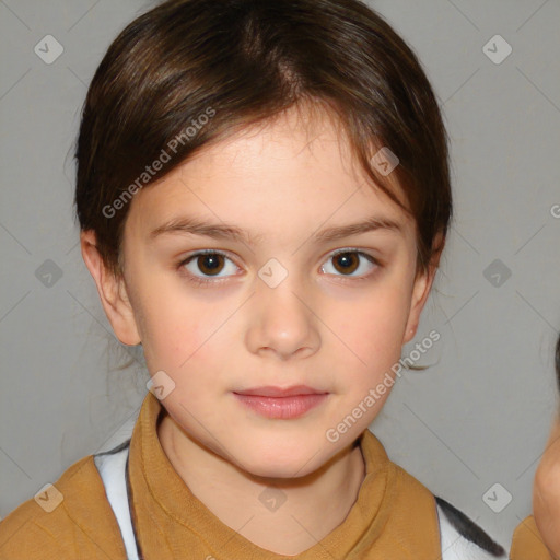 Neutral white child female with medium  brown hair and brown eyes