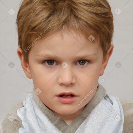 Neutral white child male with short  brown hair and brown eyes