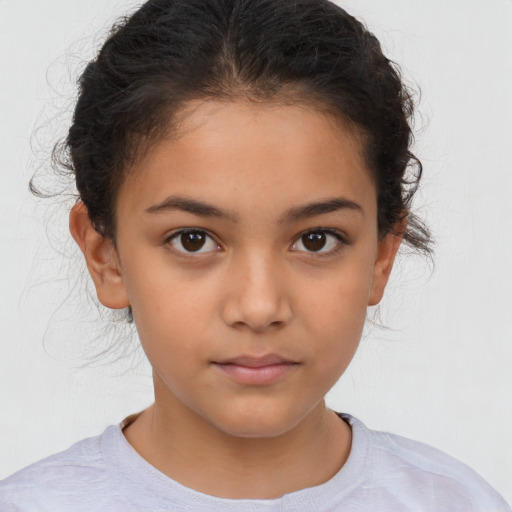 Neutral white child female with medium  brown hair and brown eyes