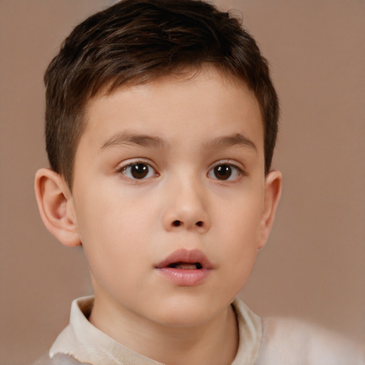 Neutral white child male with short  brown hair and brown eyes