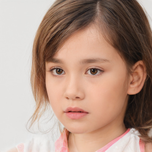 Neutral white child female with medium  brown hair and brown eyes