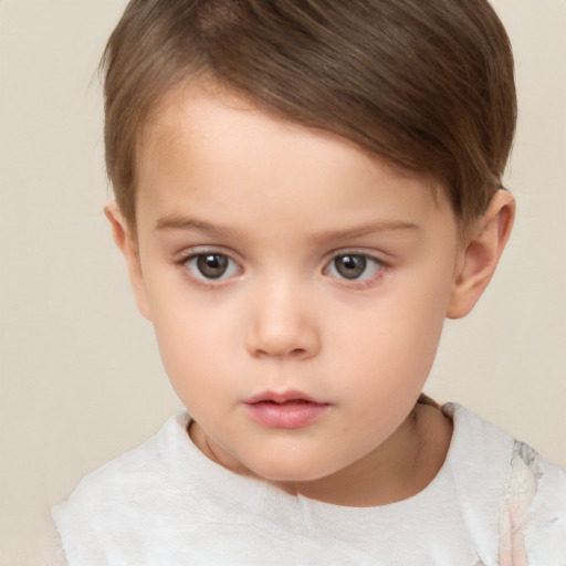 Neutral white child female with short  brown hair and brown eyes