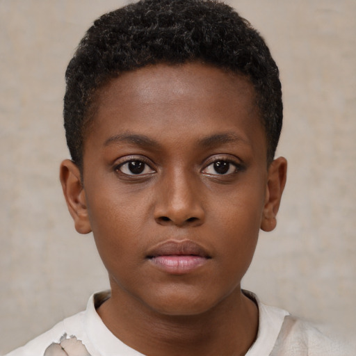 Neutral black child male with short  brown hair and brown eyes