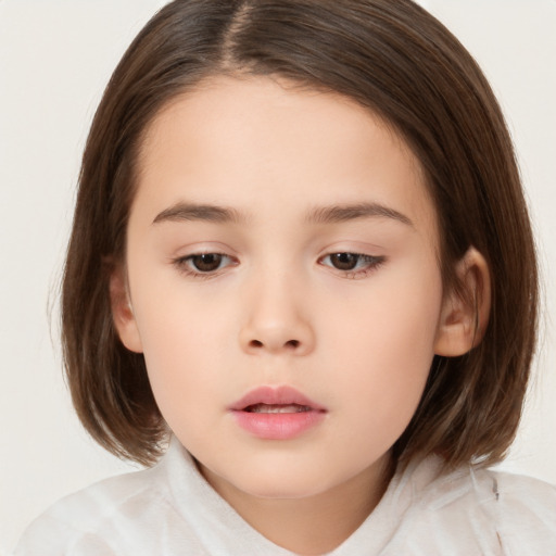 Neutral white child female with medium  brown hair and brown eyes