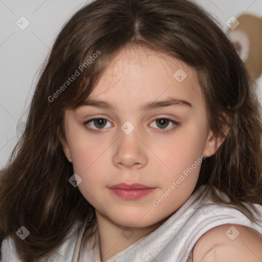 Neutral white child female with medium  brown hair and brown eyes