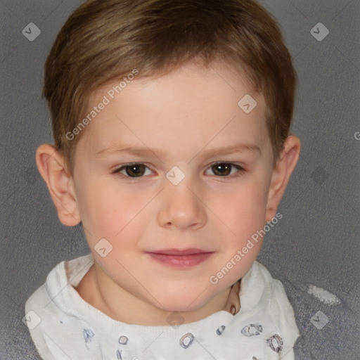 Neutral white child female with short  brown hair and brown eyes