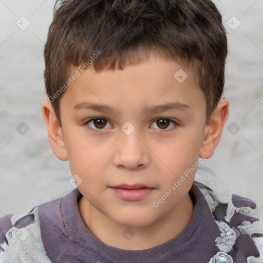 Neutral white child male with short  brown hair and brown eyes