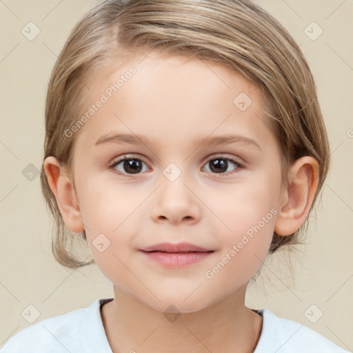 Neutral white child female with medium  brown hair and brown eyes