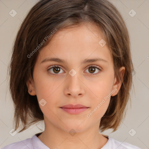 Neutral white child female with medium  brown hair and brown eyes