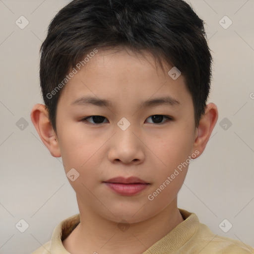 Neutral white child female with short  brown hair and brown eyes