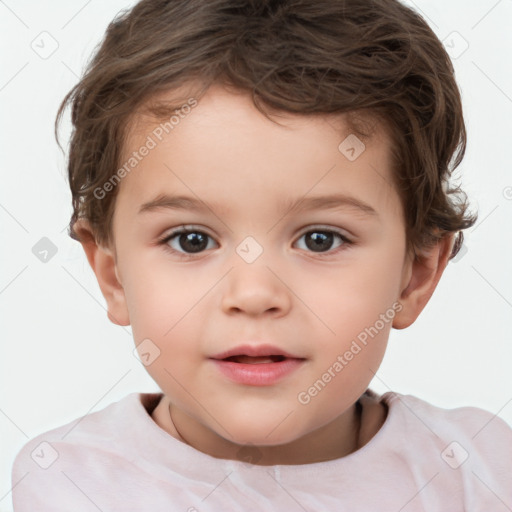 Neutral white child male with short  brown hair and brown eyes