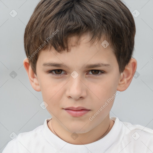 Neutral white child male with short  brown hair and brown eyes