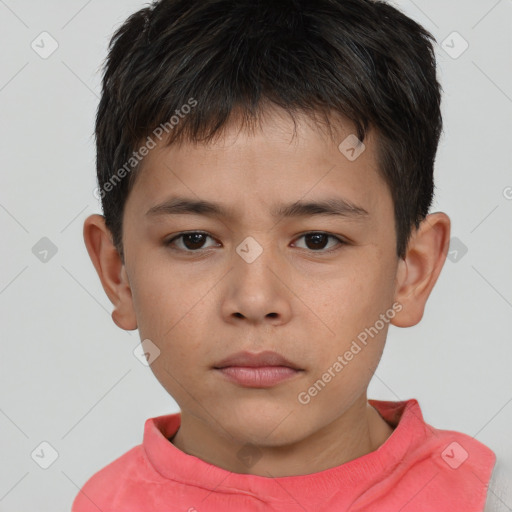 Neutral white child male with short  brown hair and brown eyes