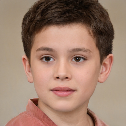 Neutral white child male with short  brown hair and brown eyes