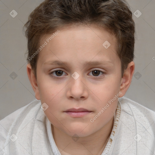 Neutral white child male with short  brown hair and brown eyes