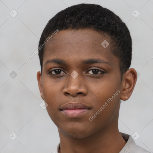 Neutral black young-adult male with short  brown hair and brown eyes