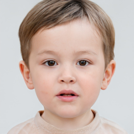 Neutral white child male with short  brown hair and brown eyes