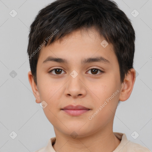 Neutral white child male with short  brown hair and brown eyes