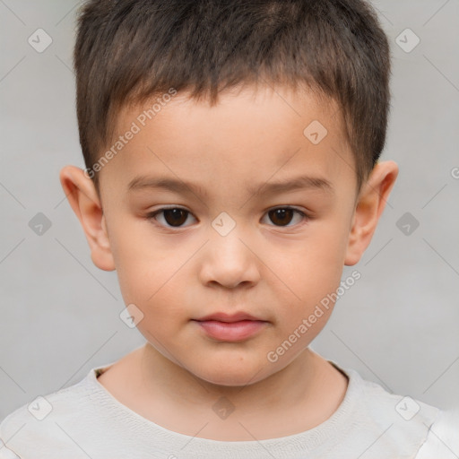 Neutral white child male with short  brown hair and brown eyes