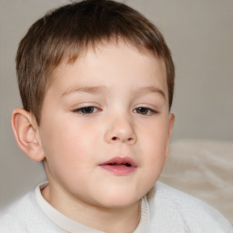 Neutral white child male with short  brown hair and brown eyes