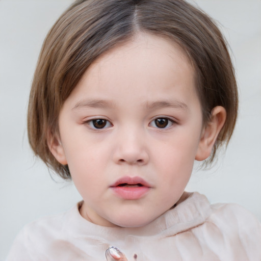 Neutral white child female with medium  brown hair and brown eyes