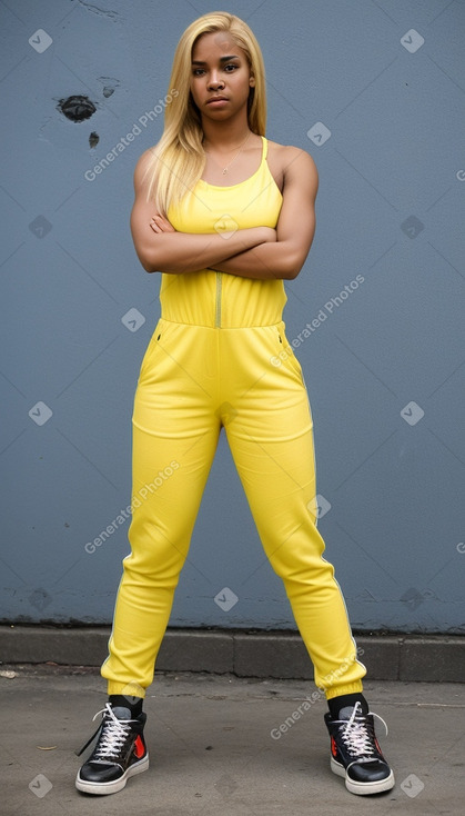 Panamanian young adult female with  blonde hair