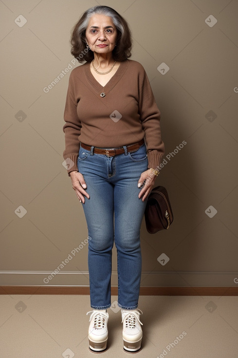 Arab elderly female with  brown hair