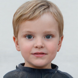 Neutral white child male with short  brown hair and blue eyes