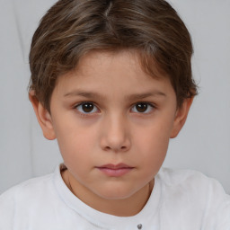 Neutral white child female with short  brown hair and brown eyes