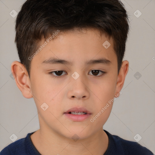 Neutral white child male with short  brown hair and brown eyes