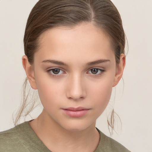 Neutral white child female with medium  brown hair and brown eyes