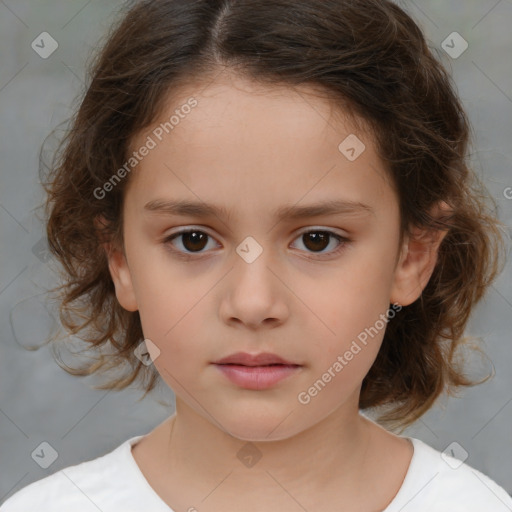 Neutral white child female with medium  brown hair and brown eyes