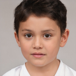 Neutral white child male with short  brown hair and brown eyes