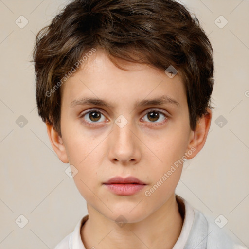 Neutral white child male with short  brown hair and brown eyes