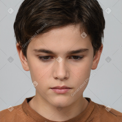 Neutral white child female with short  brown hair and brown eyes