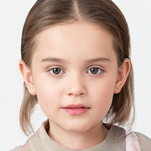 Neutral white child female with medium  brown hair and brown eyes