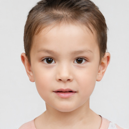 Neutral white child male with short  brown hair and brown eyes