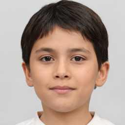 Neutral white child male with short  brown hair and brown eyes