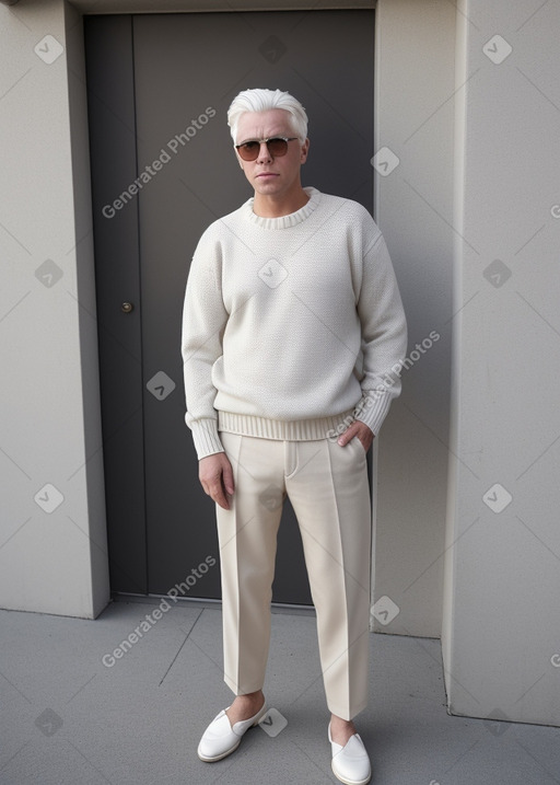 Caucasian adult male with  white hair