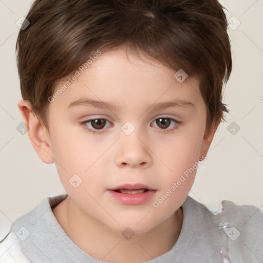 Neutral white child male with short  brown hair and brown eyes