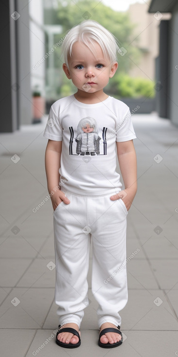 Polish infant boy with  white hair