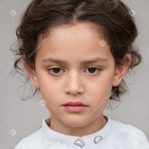 Neutral white child female with medium  brown hair and brown eyes