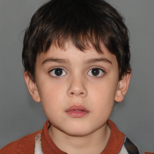 Neutral white child male with short  brown hair and brown eyes