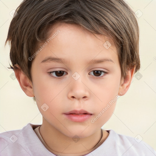 Neutral white child male with short  brown hair and brown eyes